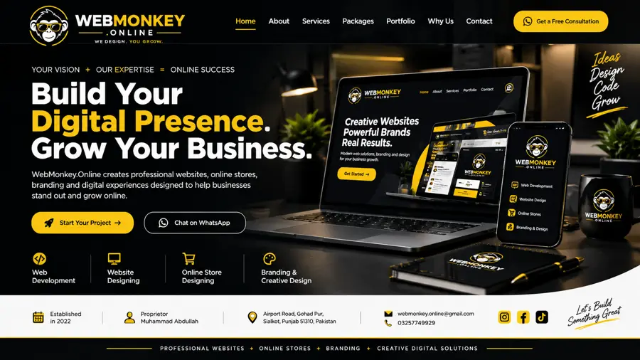 WebMonkey.Online digital agency website banner